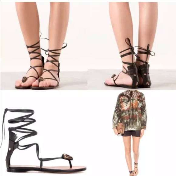 VALENTINO Size 36 Tribe Leather Lace Up Sandal - Picture 2 of 6